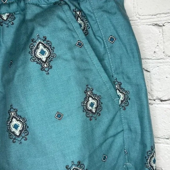LOFT Women’s Blue Mandala Jewel Printed Shorts Drawstring size Medium - Picture 2 of 7